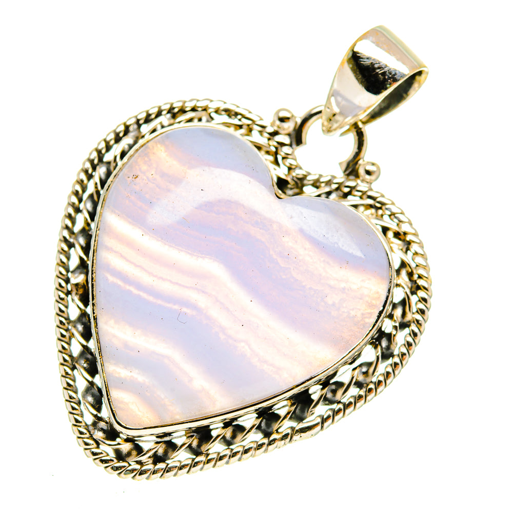 Blue Lace Agate Pendants handcrafted by Anasilvercos - PD3051