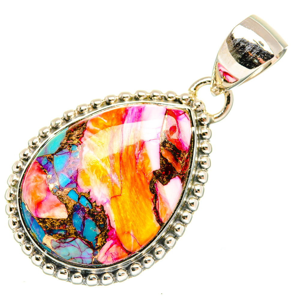 Kingman Pink Dahlia Turquoise Pendants handcrafted by Anasilvercos - PD30555 - Photo 2