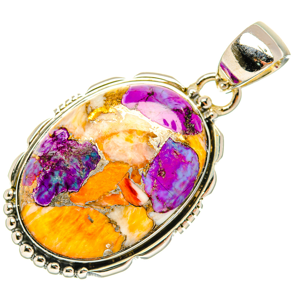 Purple Orange Copper Composite Turquoise Pendants handcrafted by Anasilvercos - PD30613 - Photo 2