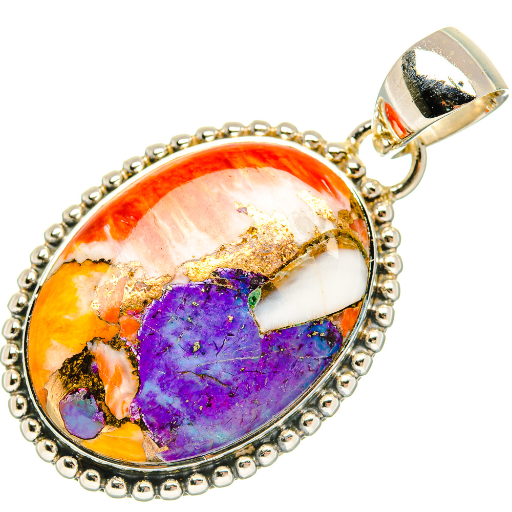 Purple Orange Copper Composite Turquoise Pendants handcrafted by Anasilvercos - PD30621 - Photo 2