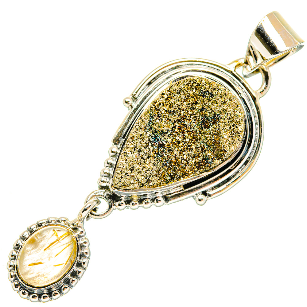 Spectro Pyrite Druzy Pendants handcrafted by Anasilvercos - PD30656 - Photo 2