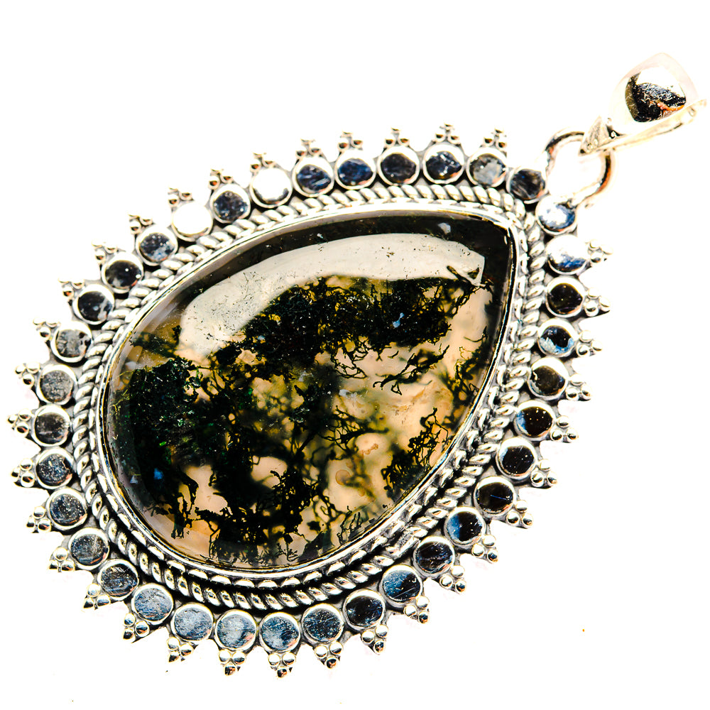 Green Moss Agate Pendants handcrafted by Anasilvercos - PD30757 - Photo 2