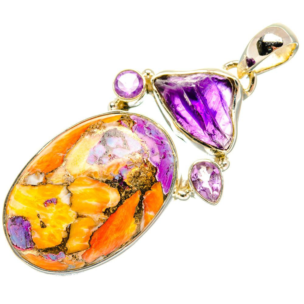 Purple Orange Copper Composite Turquoise Pendants handcrafted by Anasilvercos - PD30812 - Photo 2