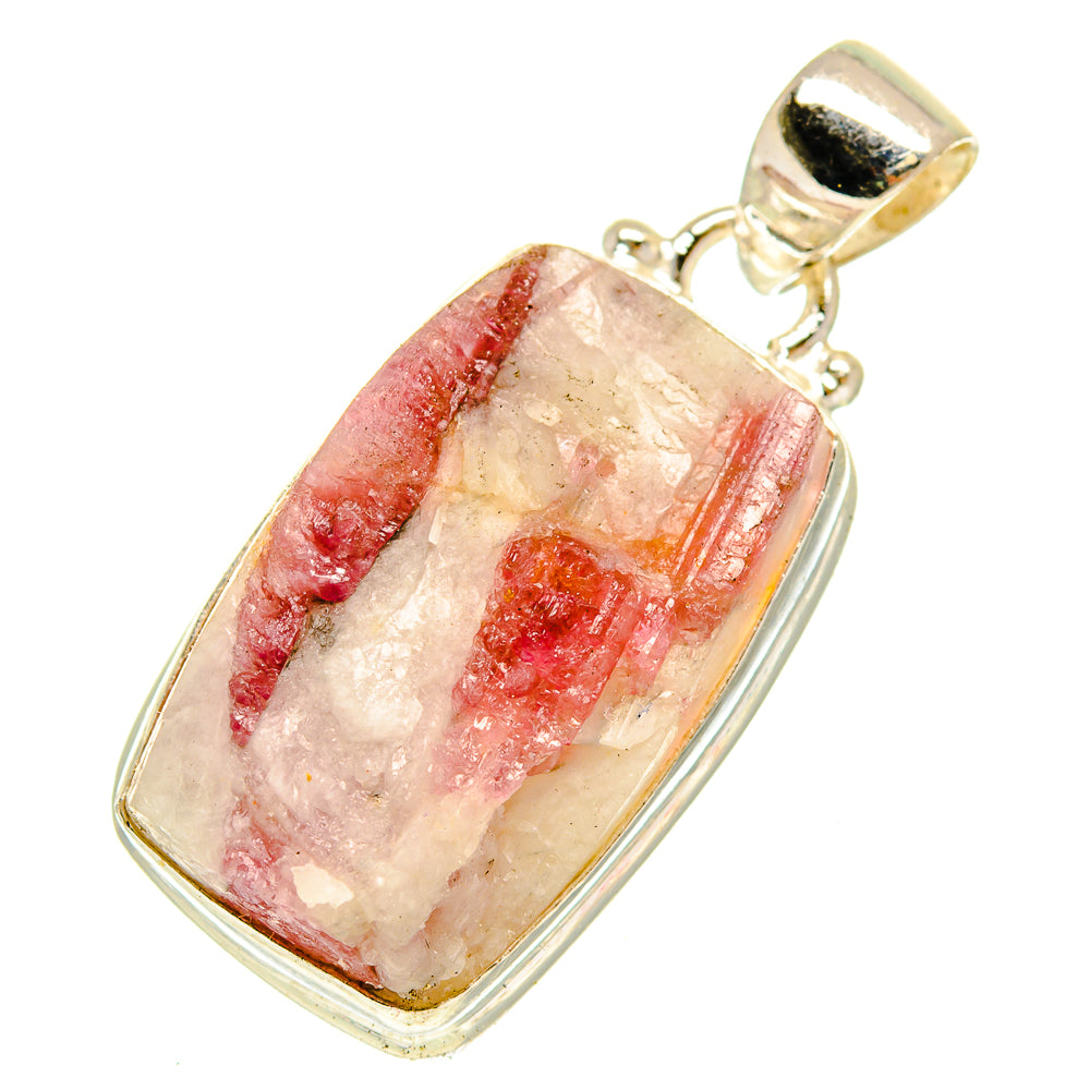 Pink Tourmaline In Quartz Pendants handcrafted by Anasilvercos - PD3082