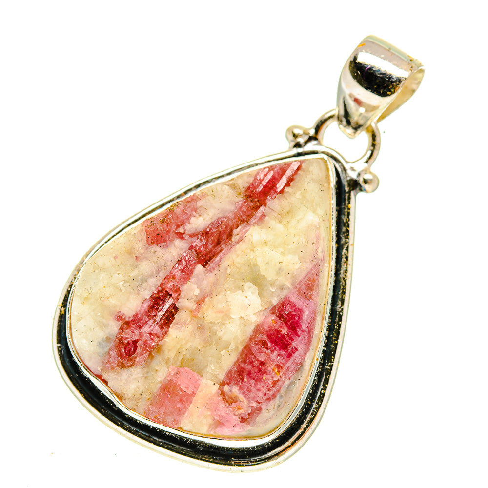 Pink Tourmaline In Quartz Pendants handcrafted by Anasilvercos - PD3085
