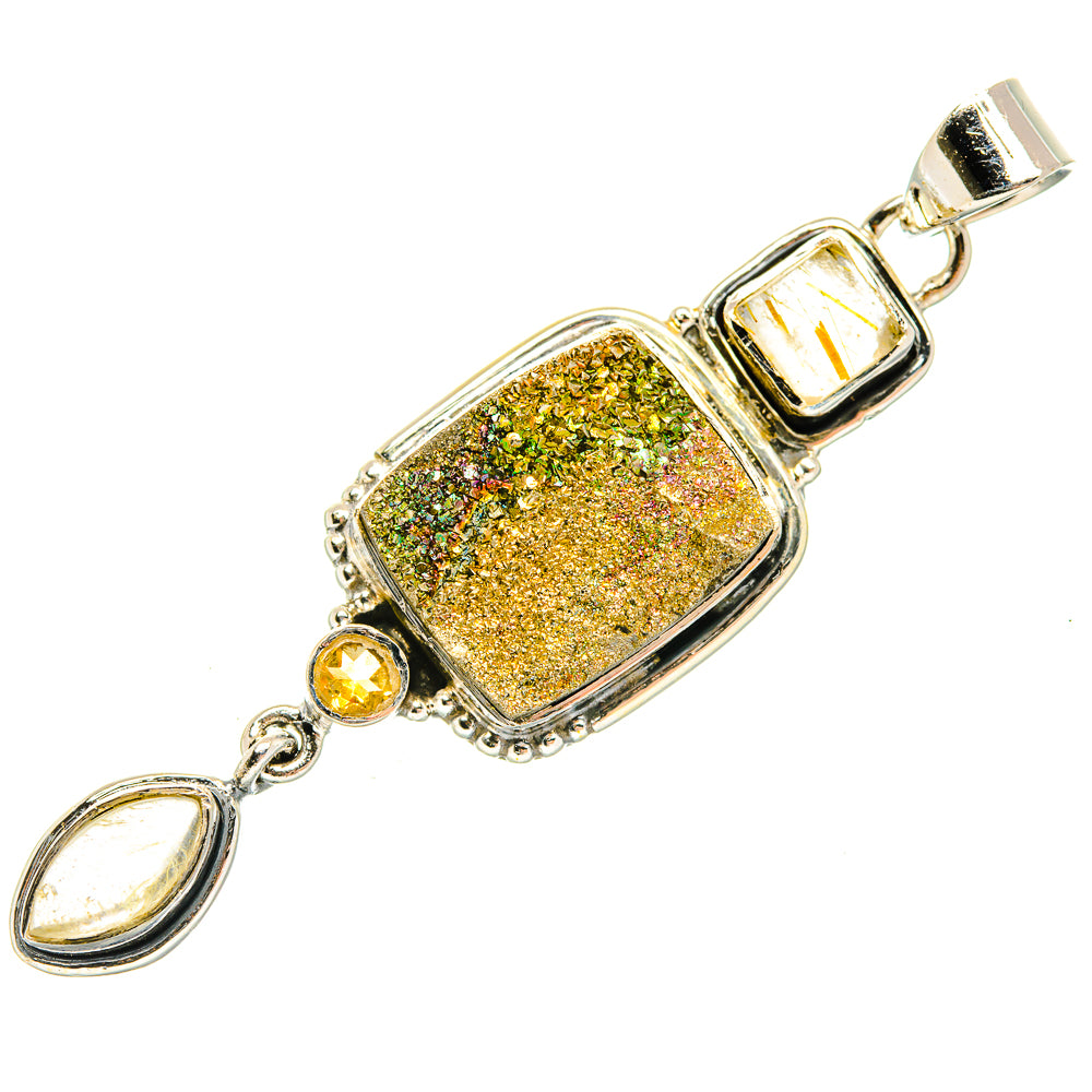 Spectro Pyrite Druzy Pendants handcrafted by Anasilvercos - PD30867 - Photo 2