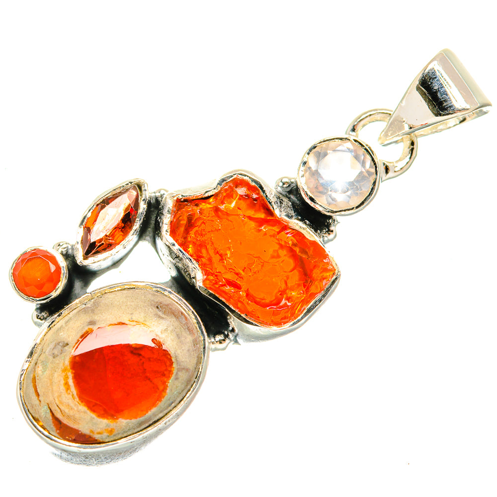 Mexican Fire Opal Pendants handcrafted by Anasilvercos - PD30870 - Photo 2