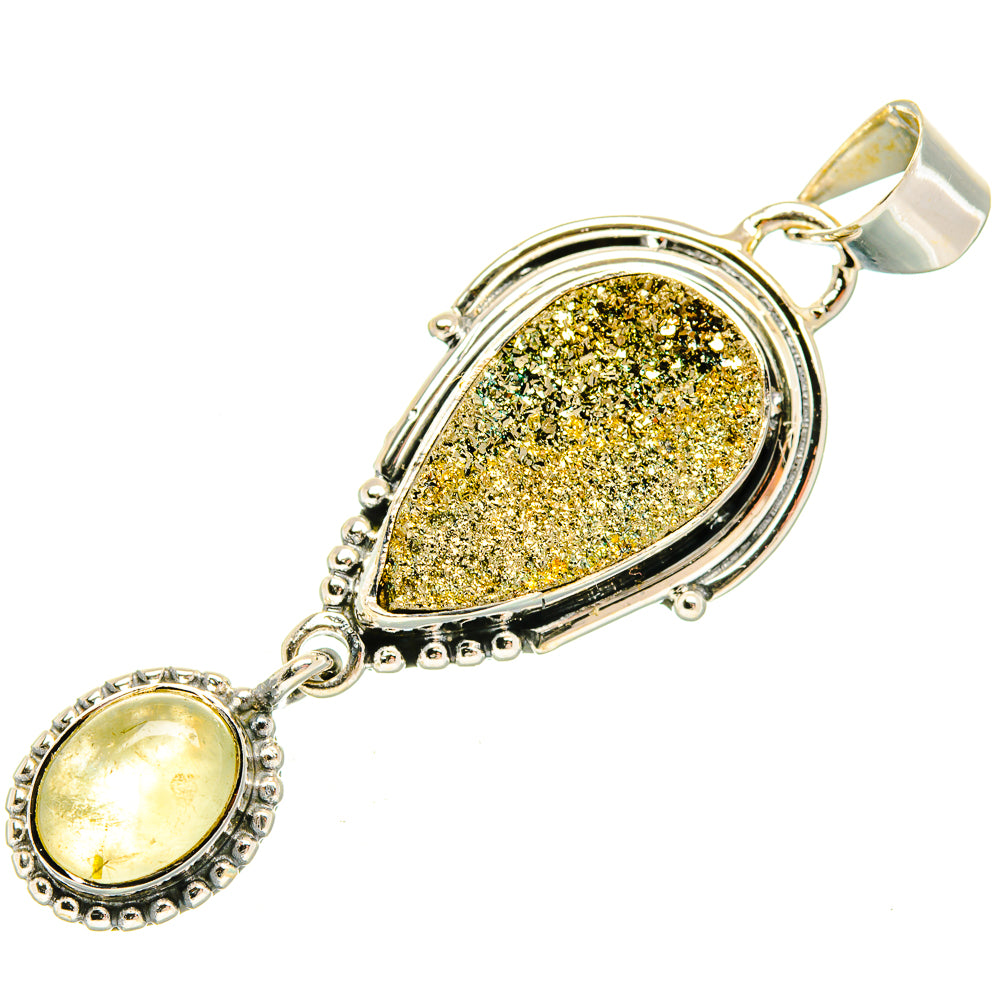 Spectro Pyrite Druzy Pendants handcrafted by Anasilvercos - PD30874 - Photo 2