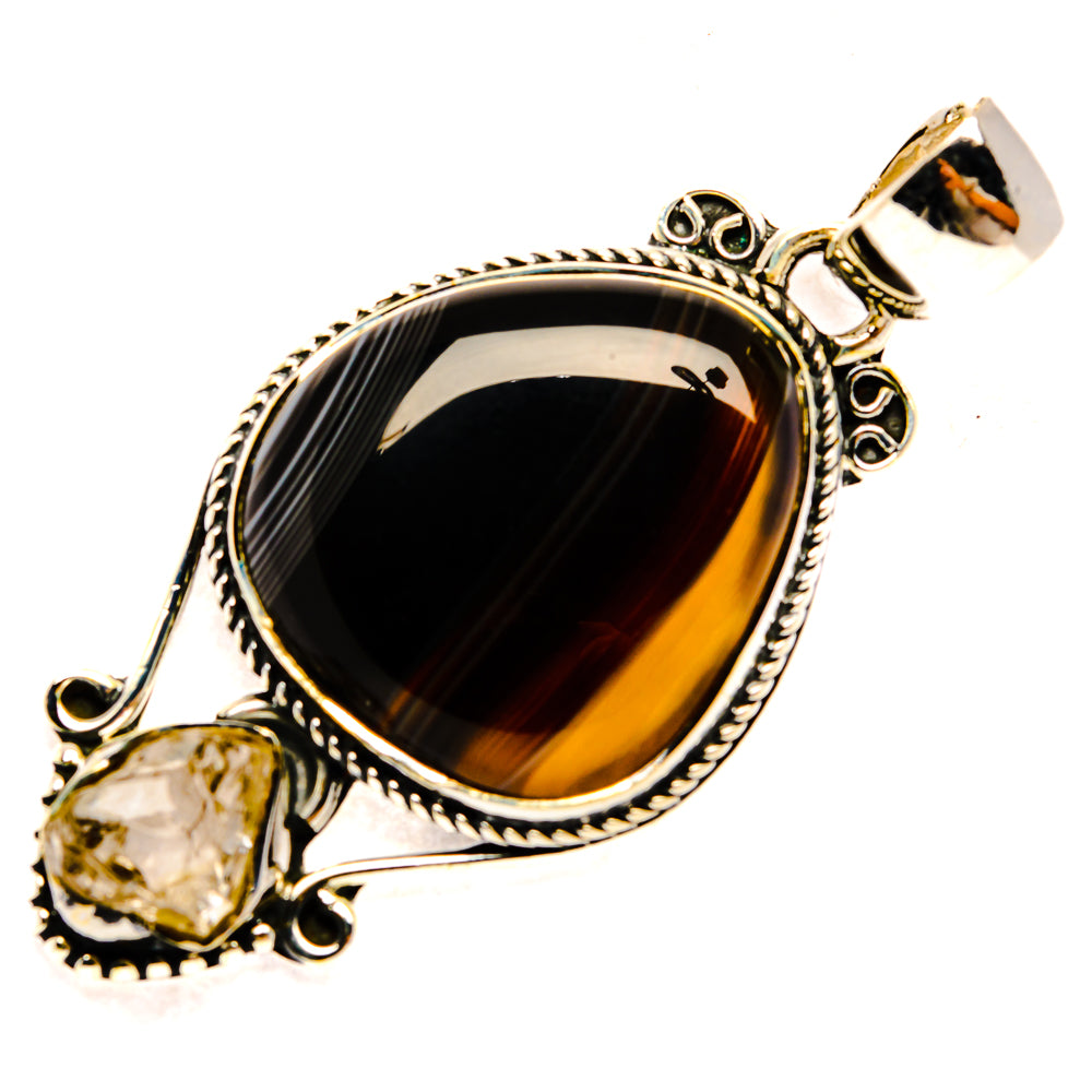 Black Botswana Agate Pendants handcrafted by Anasilvercos - PD30927 - Photo 2