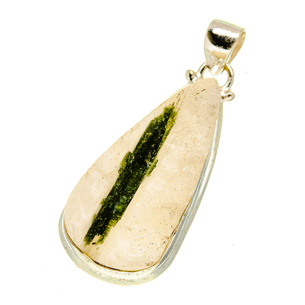 Green Tourmaline In Quartz Pendants handcrafted by Anasilvercos - PD3093