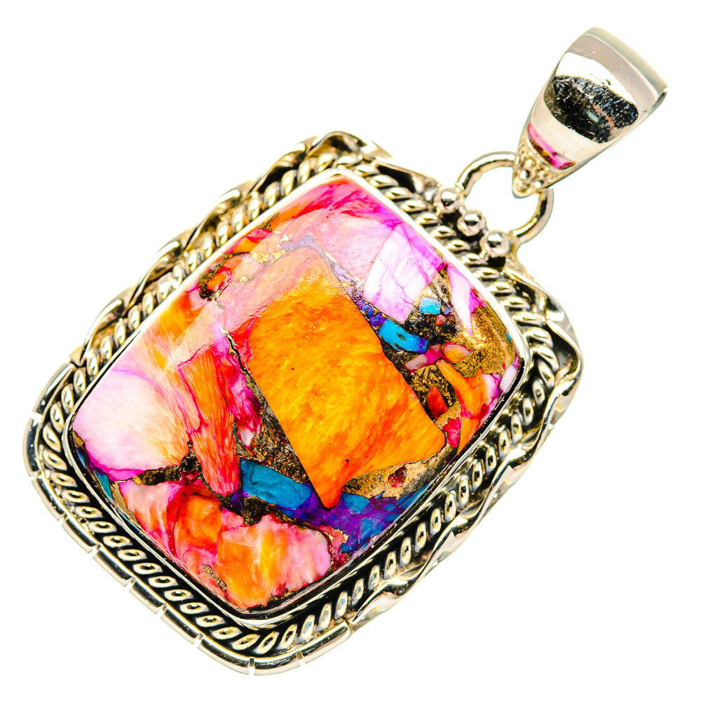 Kingman Pink Dahlia Turquoise Pendants handcrafted by Anasilvercos - PD30943 - Photo 2