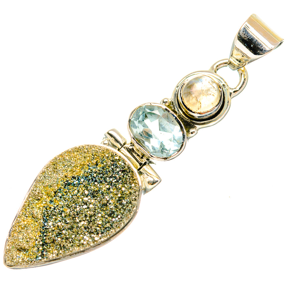 Spectro Pyrite Druzy Pendants handcrafted by Anasilvercos - PD30979 - Photo 2