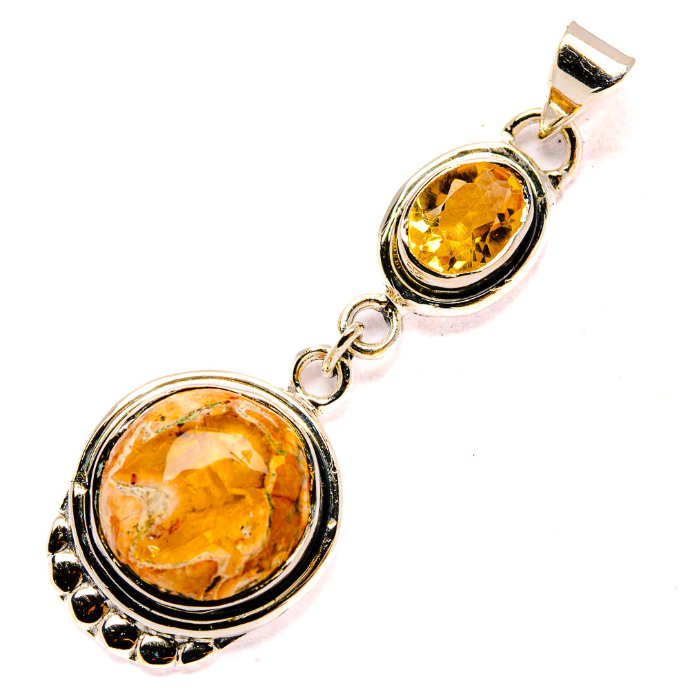 Mexican Fire Opal Pendants handcrafted by Anasilvercos - PD31093 - Photo 2