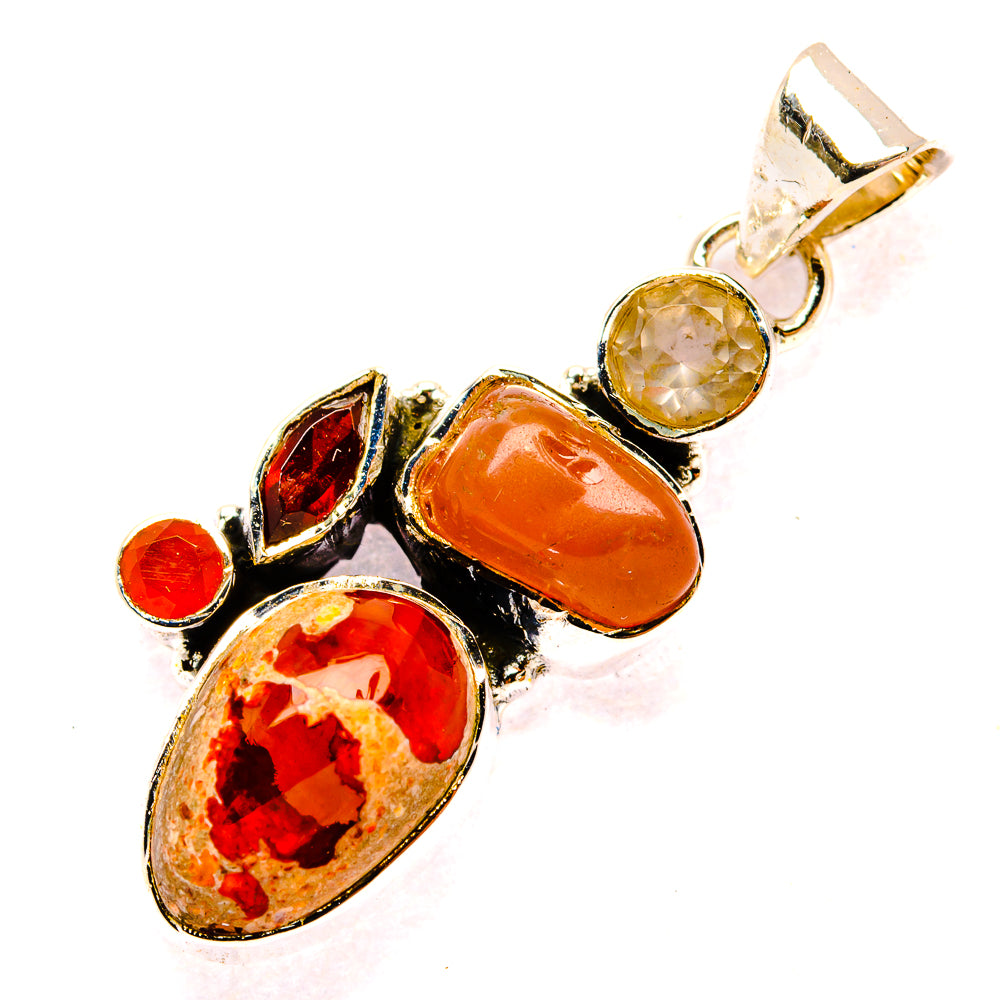 Mexican Fire Opal Pendants handcrafted by Anasilvercos - PD31097 - Photo 2