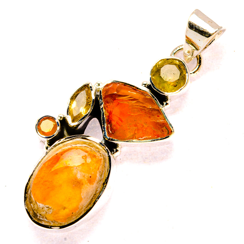Mexican Fire Opal Pendants handcrafted by Anasilvercos - PD31101 - Photo 2