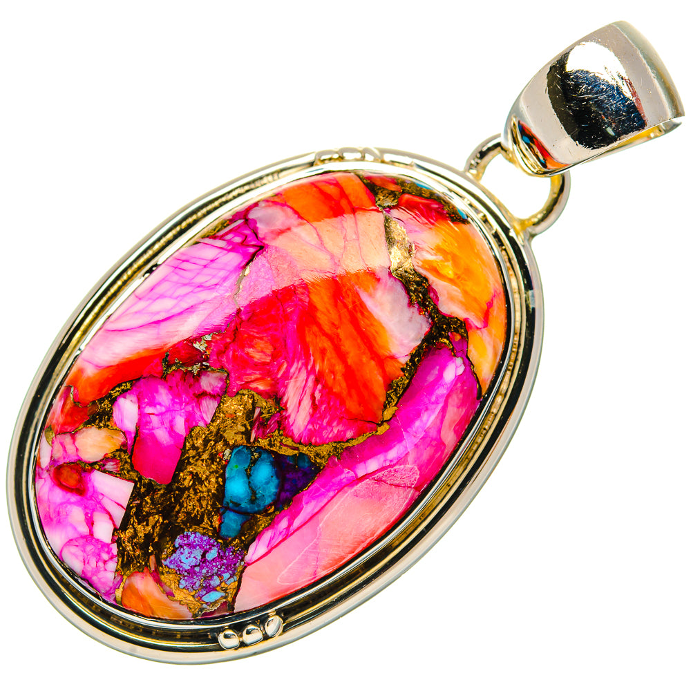 Kingman Pink Dahlia Turquoise Pendants handcrafted by Anasilvercos - PD31121 - Photo 2