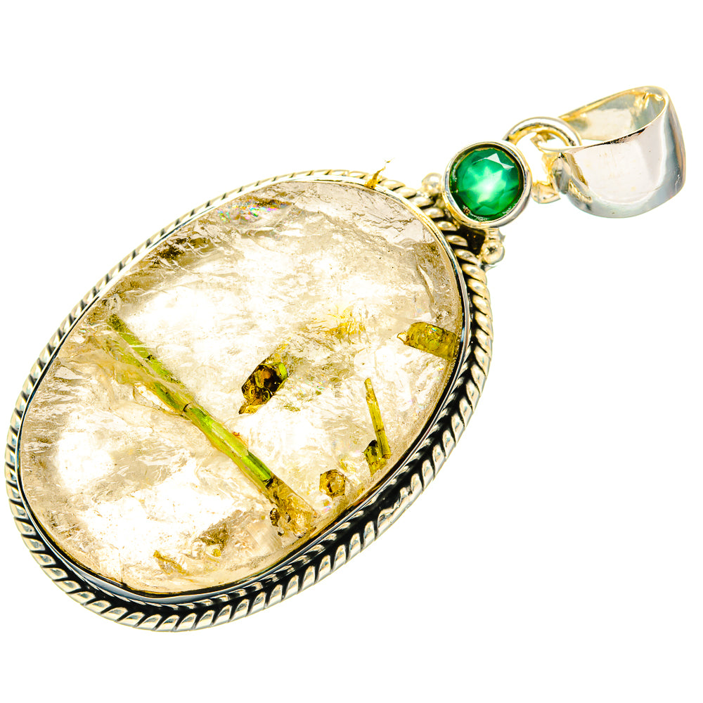 Green Tourmaline In Quartz Pendants handcrafted by Anasilvercos - PD31140 - Photo 2