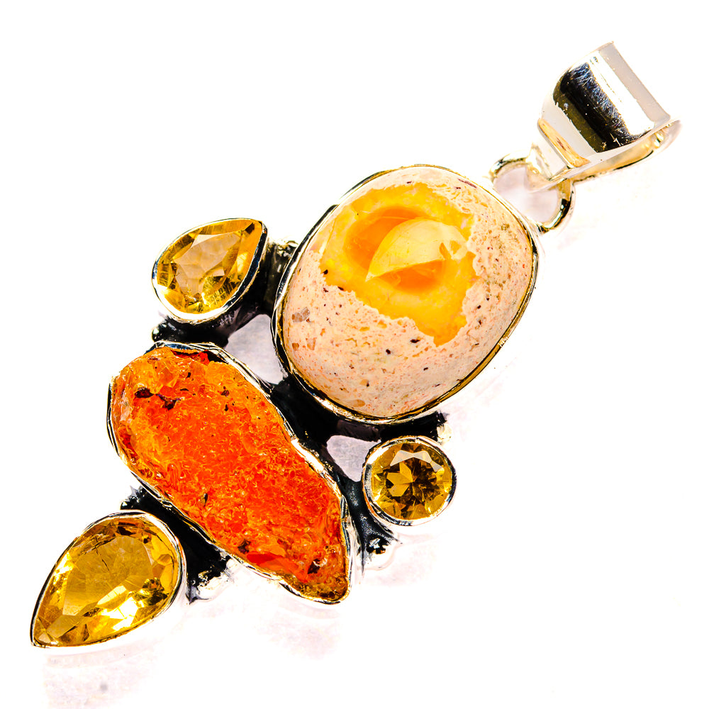 Mexican Fire Opal Pendants handcrafted by Anasilvercos - PD31234 - Photo 2
