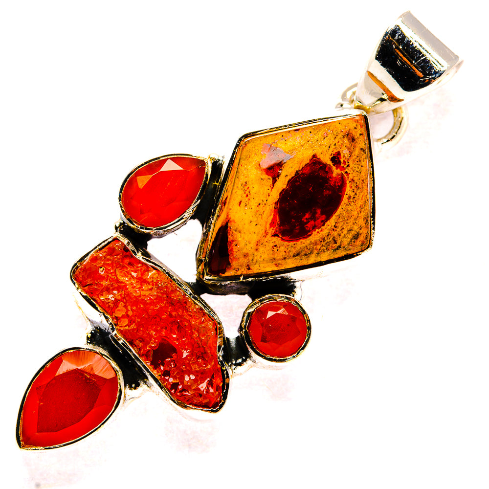 Mexican Fire Opal Pendants handcrafted by Anasilvercos - PD31245 - Photo 2