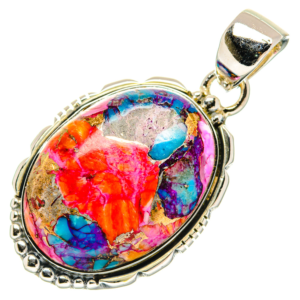 Kingman Pink Dahlia Turquoise Pendants handcrafted by Anasilvercos - PD31267 - Photo 2