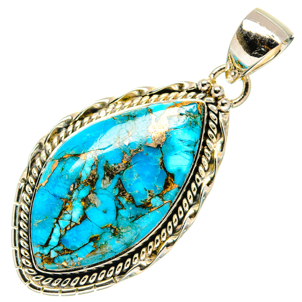 Blue Copper Composite Turquoise Pendants handcrafted by Anasilvercos - PD31272 - Photo 2