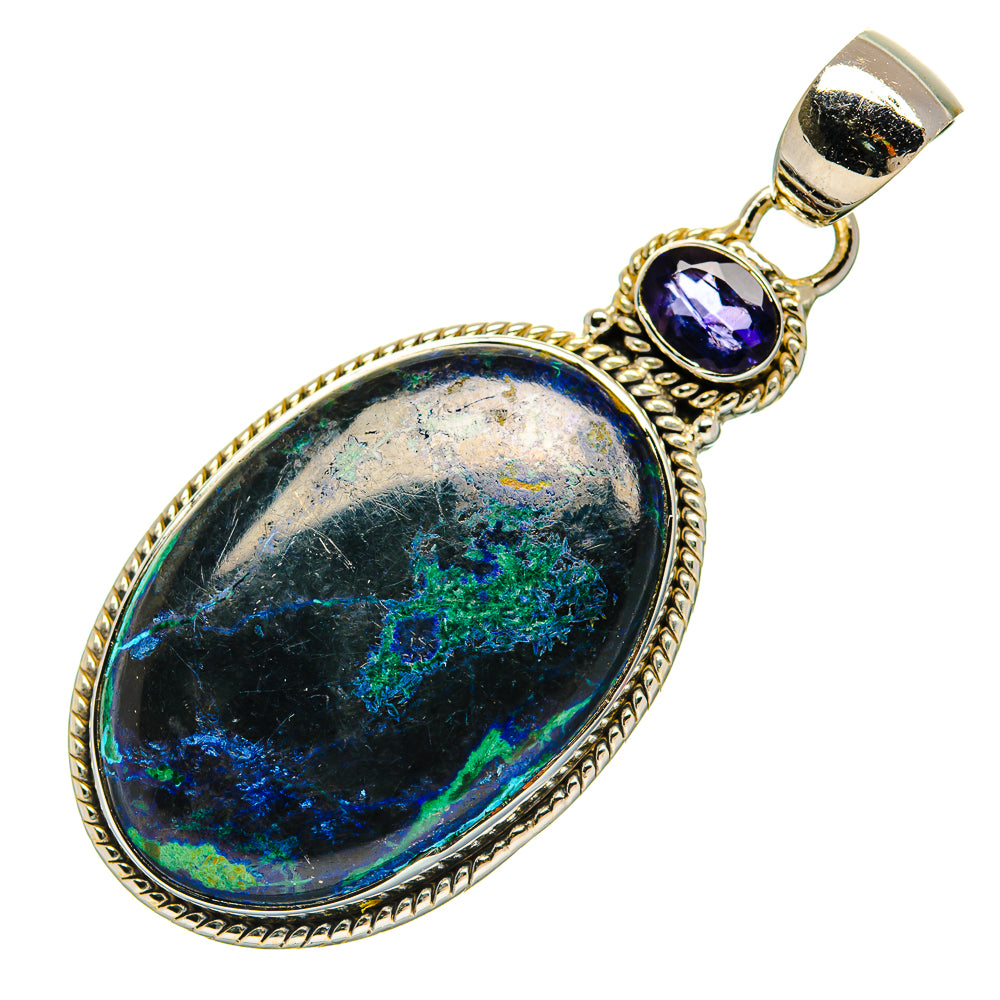 Azurite In Malachite Pendants handcrafted by Anasilvercos - PD31276 - Photo 2