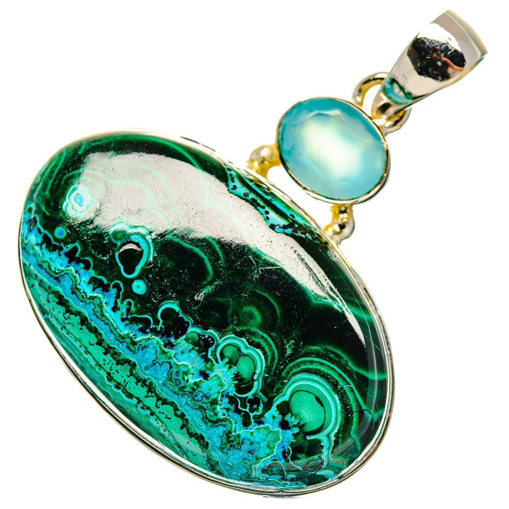 Malachite In Chrysocolla Pendants handcrafted by Anasilvercos - PD31282 - Photo 2