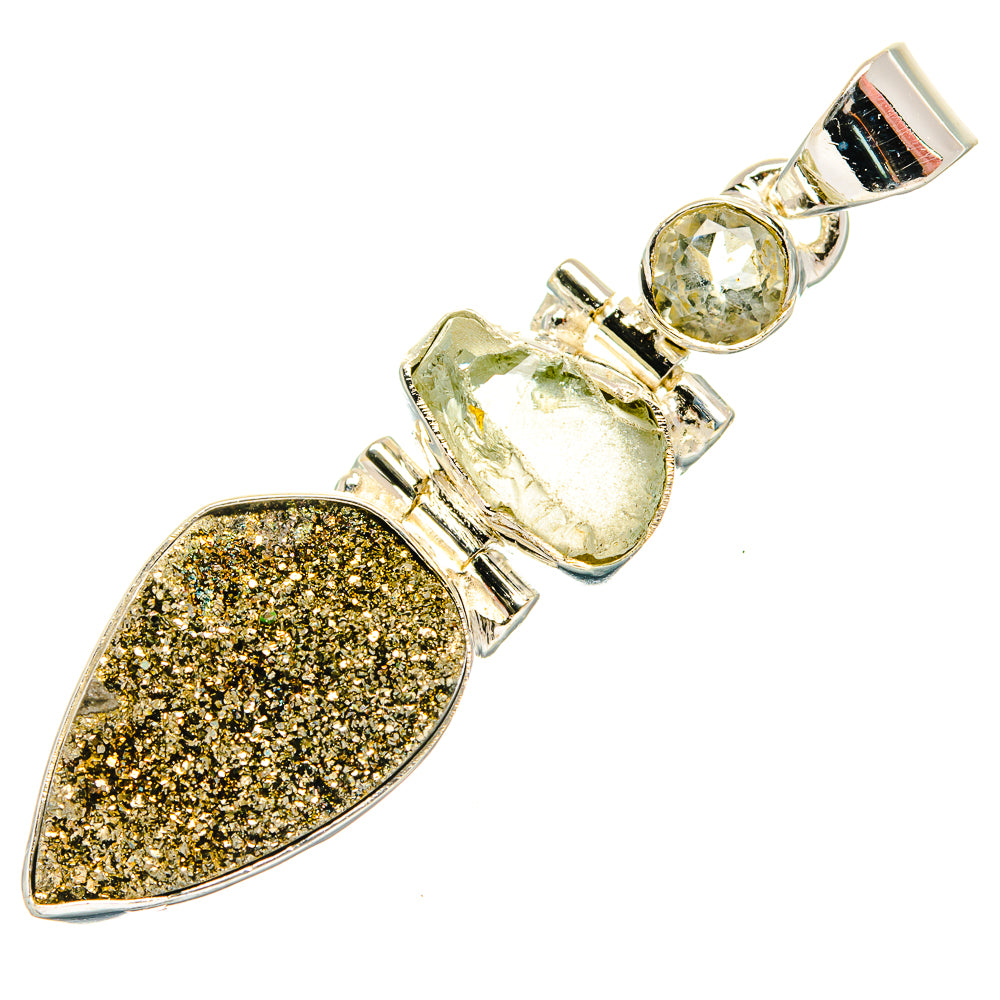 Spectro Pyrite Druzy Pendants handcrafted by Anasilvercos - PD31303 - Photo 2