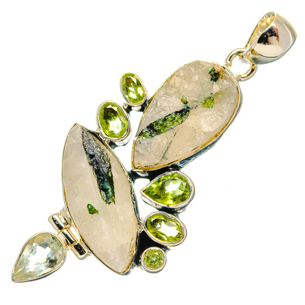 Green Tourmaline In Quartz Pendants handcrafted by Anasilvercos - PD31305 - Photo 2
