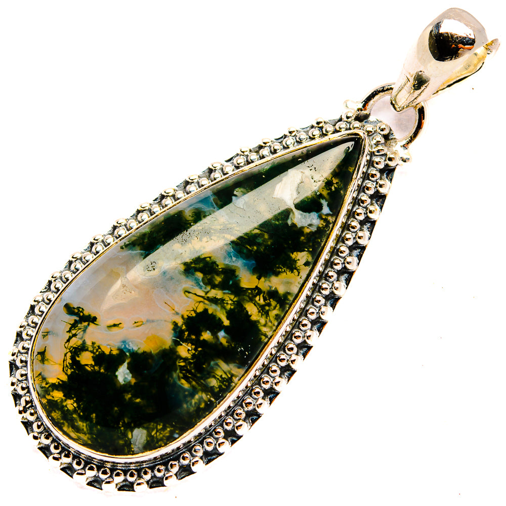 Green Moss Agate Pendants handcrafted by Anasilvercos - PD31339 - Photo 2