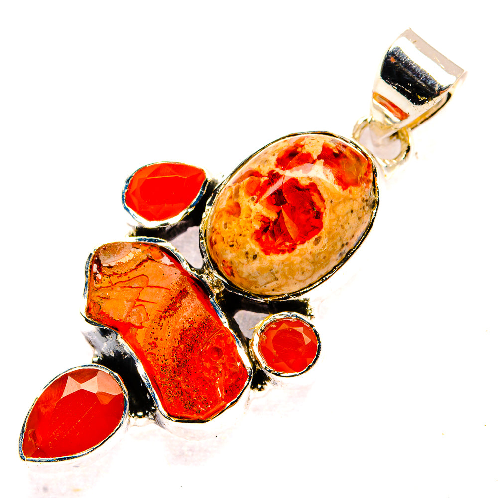 Mexican Fire Opal Pendants handcrafted by Anasilvercos - PD31383 - Photo 2