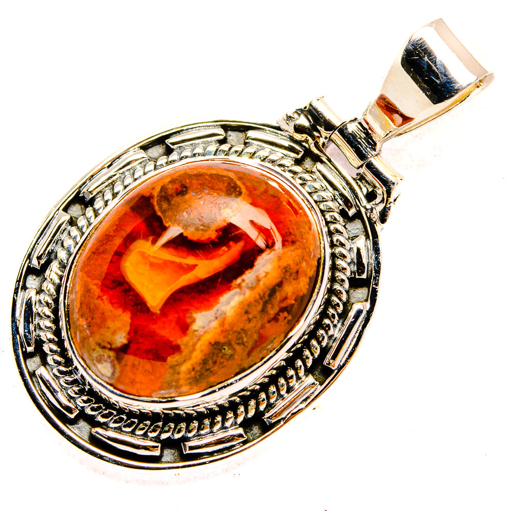 Mexican Fire Opal Pendants handcrafted by Anasilvercos - PD31416 - Photo 2