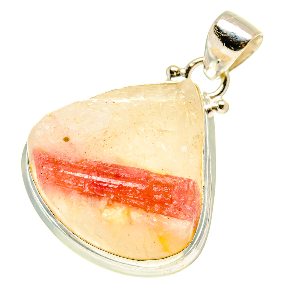 Pink Tourmaline In Quartz Pendants handcrafted by Anasilvercos - PD3149