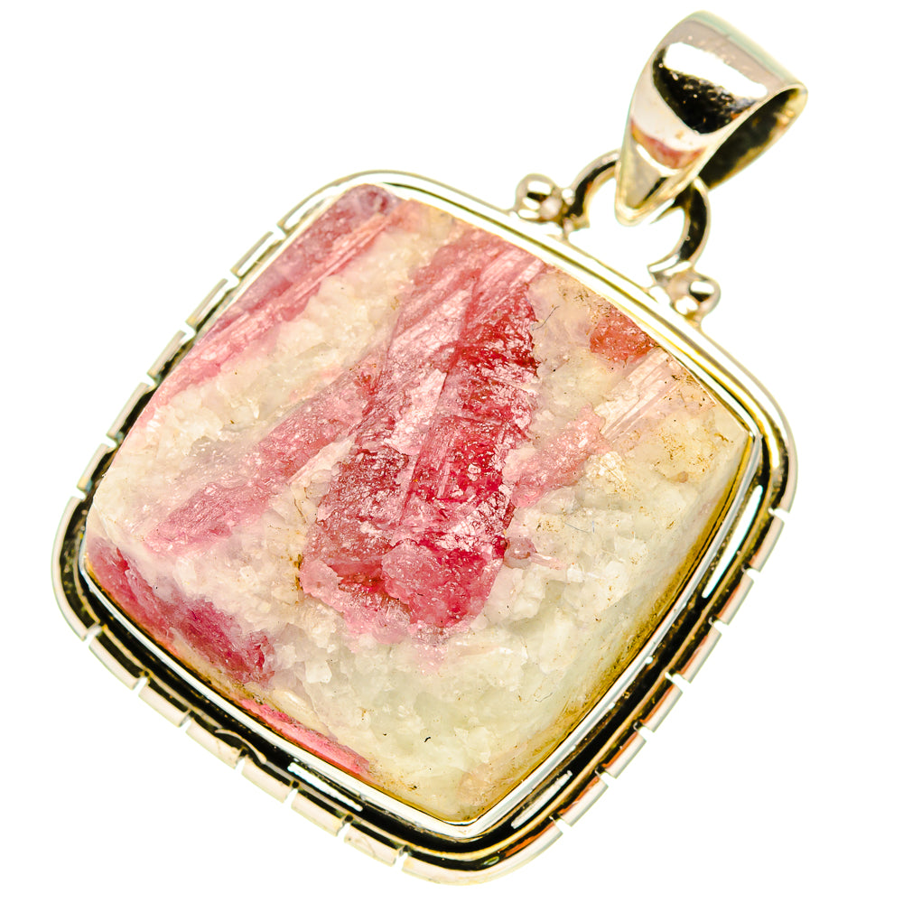 Pink Tourmaline In Quartz Pendants handcrafted by Anasilvercos - PD3175