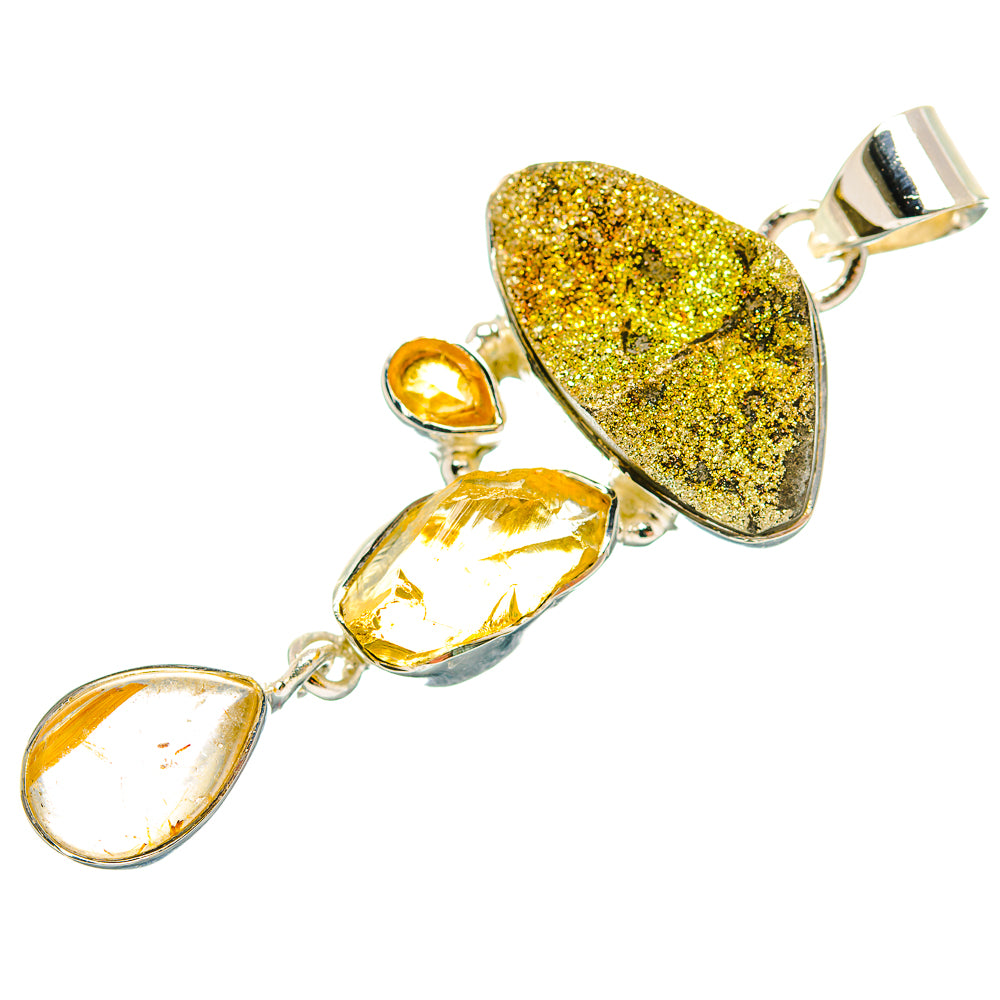 Spectro Pyrite Druzy Pendants handcrafted by Anasilvercos - PD31852 - Photo 2