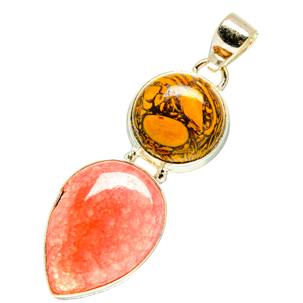 Pink Agate Pendants handcrafted by Anasilvercos - PD3186