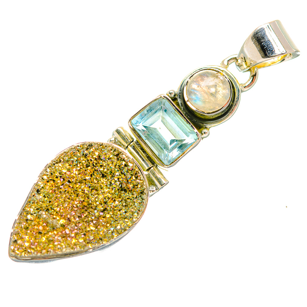 Spectro Pyrite Druzy Pendants handcrafted by Anasilvercos - PD31977 - Photo 2