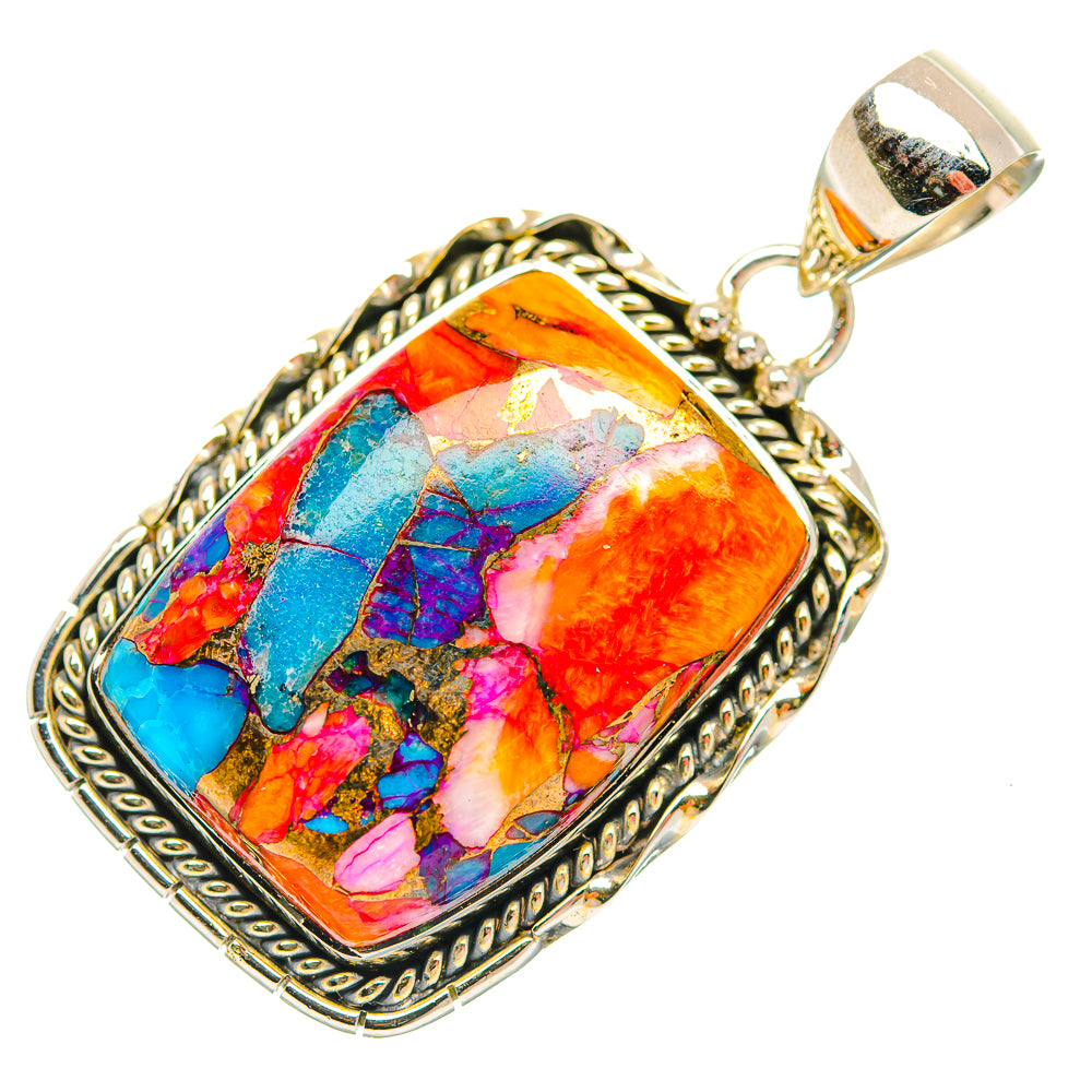 Kingman Pink Dahlia Turquoise Pendants handcrafted by Anasilvercos - PD31995 - Photo 2