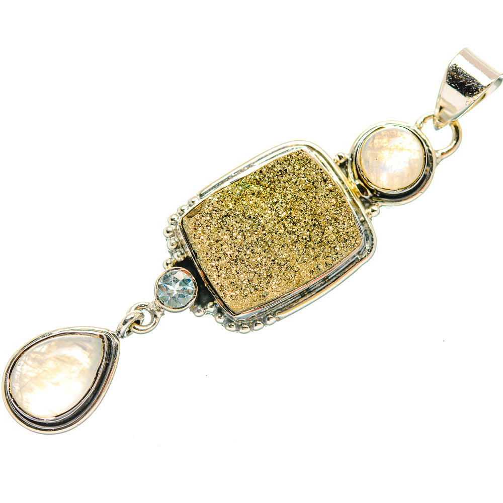 Spectro Pyrite Druzy Pendants handcrafted by Anasilvercos - PD32003 - Photo 2