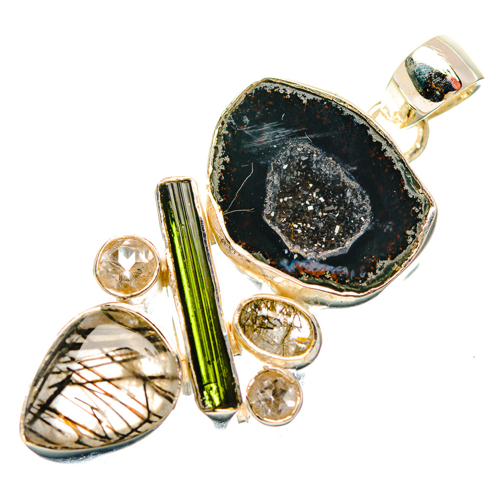 Black Geode Slice Pendants handcrafted by Anasilvercos - PD32016 - Photo 2