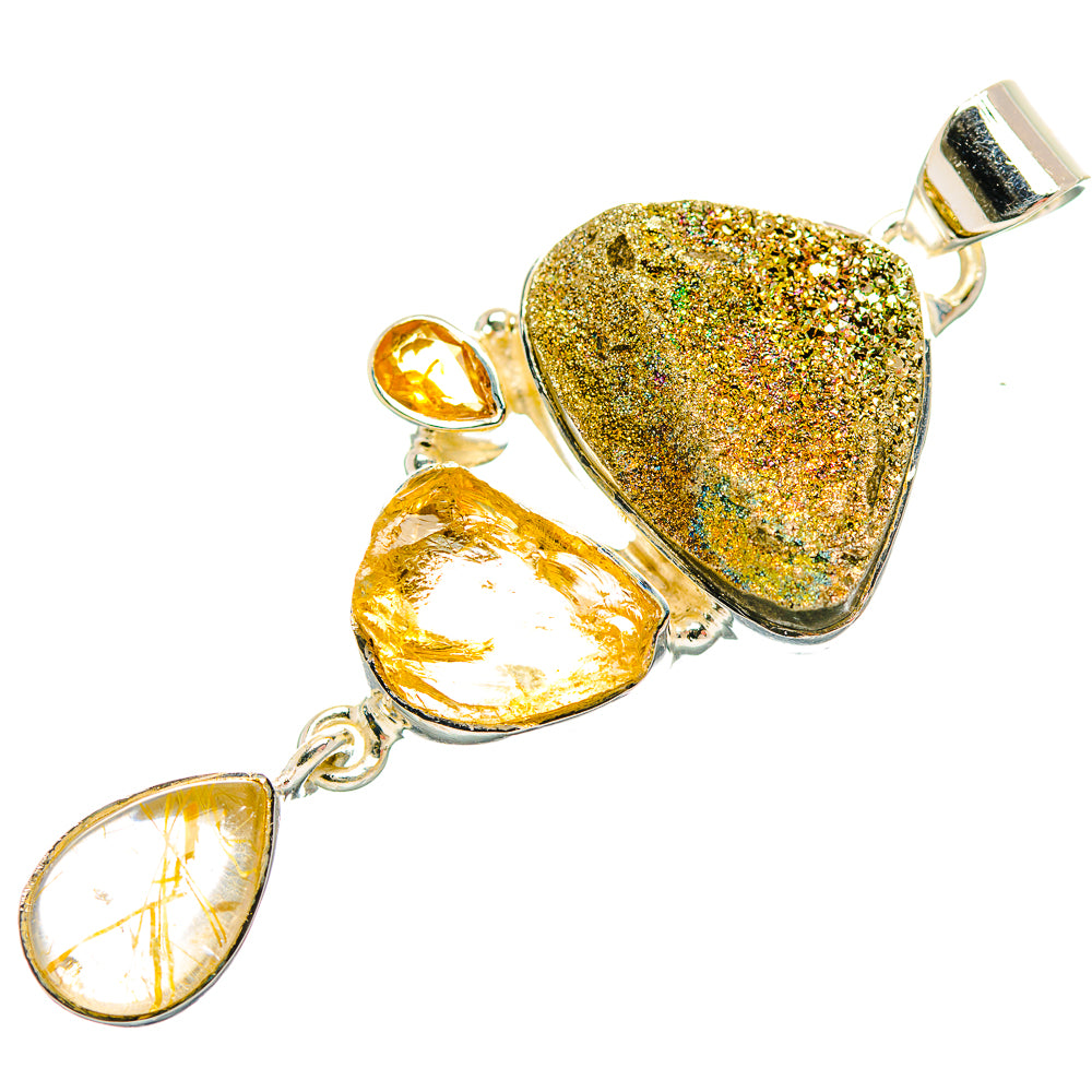 Spectro Pyrite Druzy Pendants handcrafted by Anasilvercos - PD32044 - Photo 2