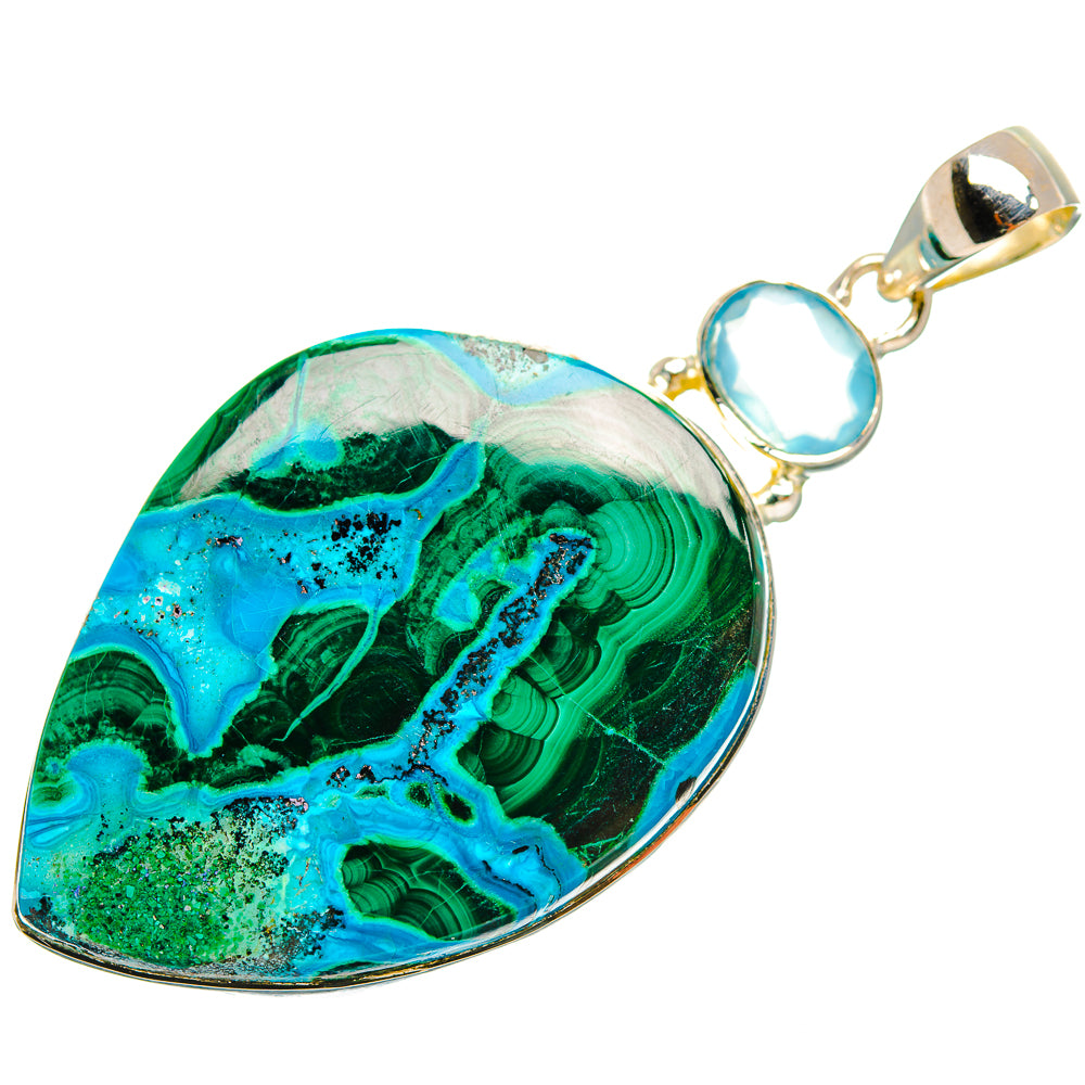 Malachite In Chrysocolla Pendants handcrafted by Anasilvercos - PD32073 - Photo 2