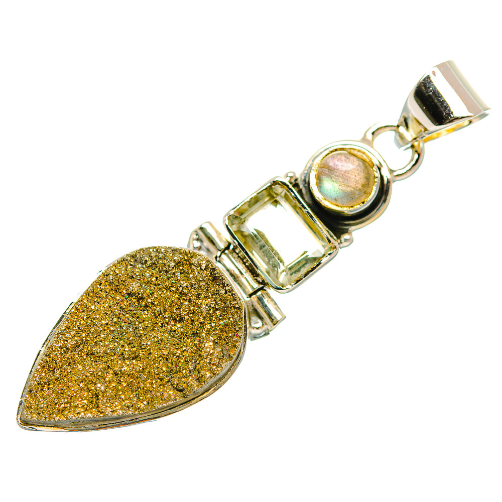 Spectro Pyrite Druzy Pendants handcrafted by Anasilvercos - PD32116 - Photo 2