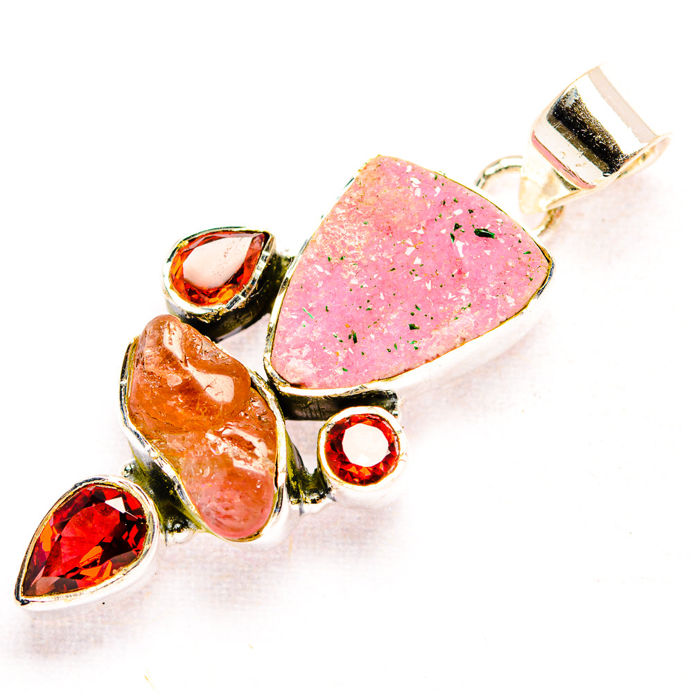 Cobalto Calcite Druzy Pendants handcrafted by Anasilvercos - PD32188 - Photo 2