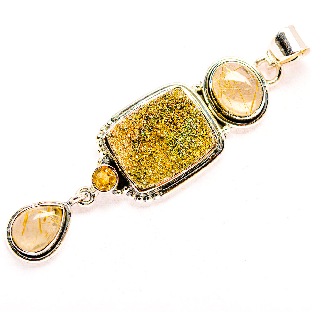 Spectro Pyrite Druzy Pendants handcrafted by Anasilvercos - PD32376 - Photo 2