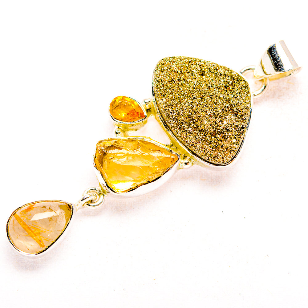 Spectro Pyrite Druzy Pendants handcrafted by Anasilvercos - PD32377 - Photo 2
