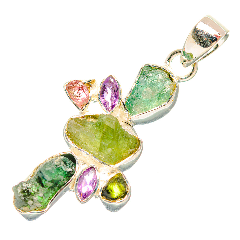Green Tourmaline Pendants handcrafted by Anasilvercos - PD32407 - Photo 2