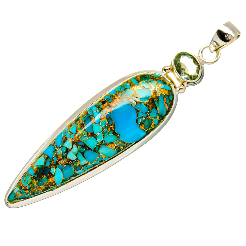 Blue Copper Composite Turquoise Pendants handcrafted by Anasilvercos - PD32505 - Photo 2