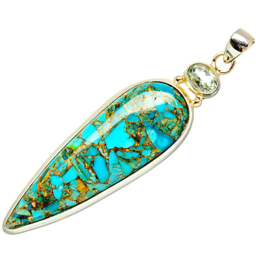 Blue Copper Composite Turquoise Pendants handcrafted by Anasilvercos - PD32510 - Photo 2