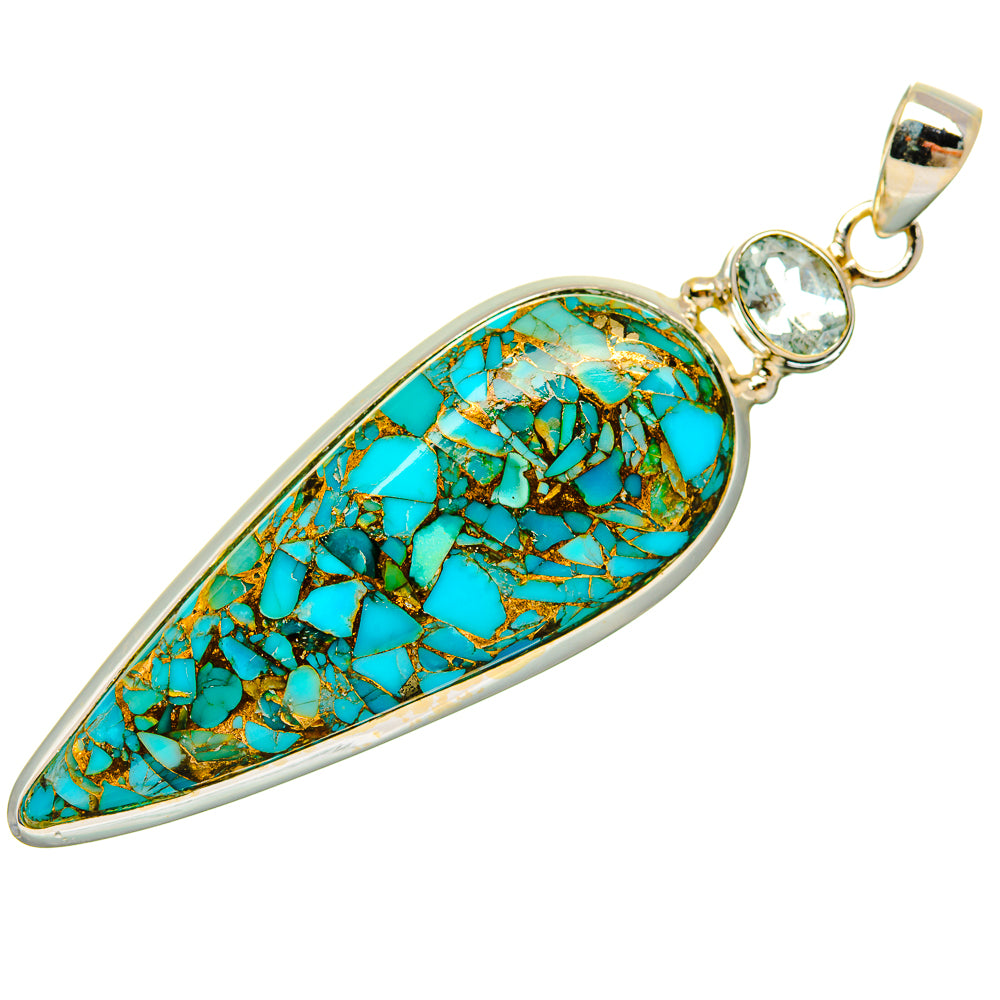 Blue Copper Composite Turquoise Pendants handcrafted by Anasilvercos - PD32511 - Photo 2